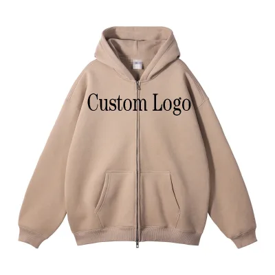 Wholesale Custom Women's Zip Hoodie Plus Size Anti-Wrinkle Anti-Shrink Breathable Lined Fleece Fabric Loose Fit Unisex Spring