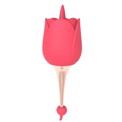 AIERSHA 10 Frequency Vibration Rose Tongue Licking Second Tide Pen Two-In-One Masturbator Toy Suck Vibrator