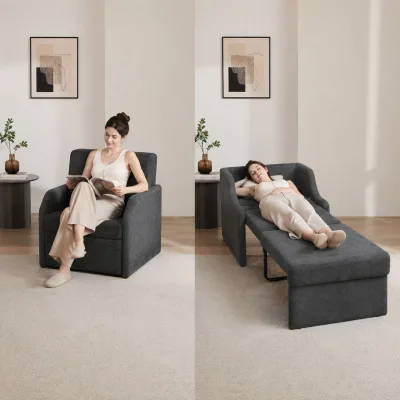 Modern Minimalist Italian-style Fabric Lightweight Single Sofa Chairreclines Converts Bedfor Rental Apartments Small