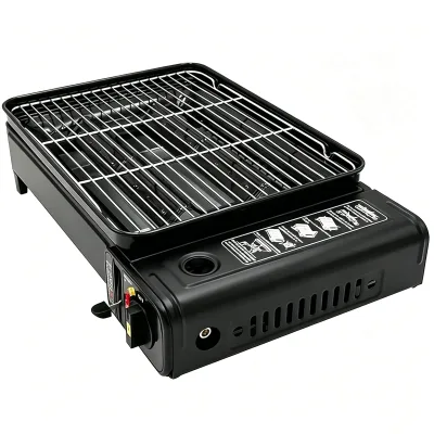 AGAHPAY Portable Gas Grill Tabletop Barbecue Stove Outdoor Camping BBQ Grill with Adjustable Heat Control