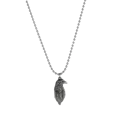 Craft Wolf Eagle Pendant Feather Bird Sweater Chain Stainless Steel Jewelry Old Silver Color Necklace Wholesale Jewelry Factory