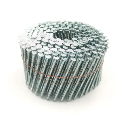 Electro-galvanized Steel 2in. X 0.099in. Wire Collated Blunt Diamond Point Flat Coil Ring Shank Full Head Screw Nail