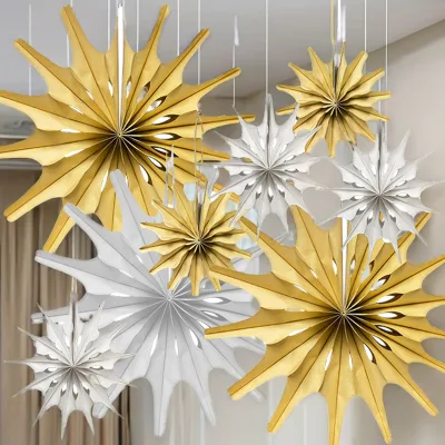 Christmas Decorations Art Paper Fan 12"(30cm) Height for Festive Holiday Supplies