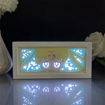 Sailor Moon LED Night Light Box Anime Figures Room Decorations Girls Manga Paper Cut Lightbox Middle Plug-In Nightlight Gift