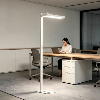 LED Floor Lamp Switch Control Dimmable Square Metal Aluminum Construction Multiple Color Temperatures Smart Sensor Office High