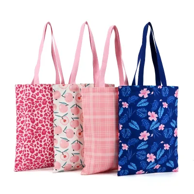 High Quality Custom Logo Printed Cotton Tote Shopping Bag Large Capacity Multi-Function Wholesale Eco Friendly Promotional Gift