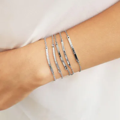Women's Sterling Silver Bar Bracelet Gold Plating Geometric Trendy Design for Mother's Day Christmas Gifts Showcase Friendship