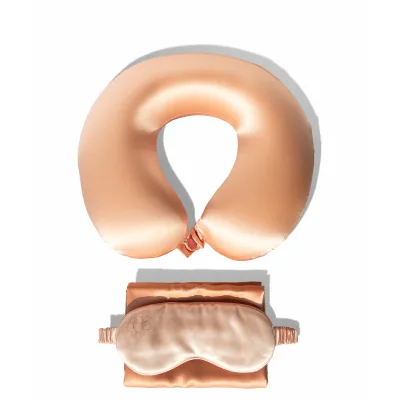 LinYe Factory OEM 3 in 1 Adult 3D Sleep Eye Mask and Silk Scrunchie Rest Support Memory Foam Airplane Travel Neck Pillow