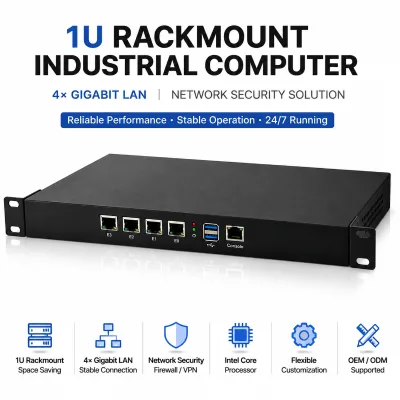 Firewall Hardware Intel Core I5-4210M 4X Intel 82574L Gigabit Lan 2X Ddr3 Sodimm Msata 1U Rack Mount Industrial Computer