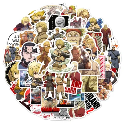 50pcs/bag Removable Water Proof Vinyl Stickers for the Fans of Anime VINLAND SAGA for Notebook Laptop Skateboard Decoration
