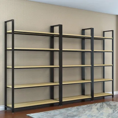 Custom Modern Book Shelf Design Simple Bookcase Library Bookshelves Industrial Bookshelf With Backless Panel