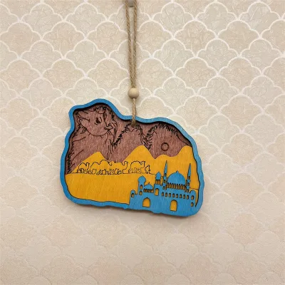 Wooden Holiday Pendant Middle Eastern Ramadan Decoration Wooden Craft New Design Muslim Party Decoration