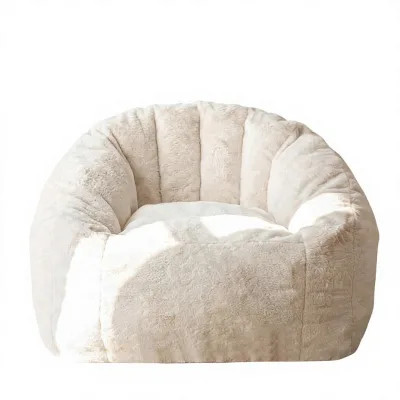 Plush Shell-Shaped Bean Bag Chair Lazy Sofa with Armrests Fluffy Lazy Floor Lounge Sofa Couch for Living Room Bedroom