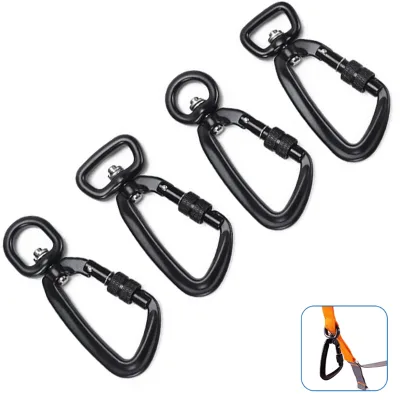 5kN Aluminum Metal Screw Locking Dog Lead Swivel Carabiner Clevis Slip Hook Latch High Strength Carabiner for Outdoor Sports