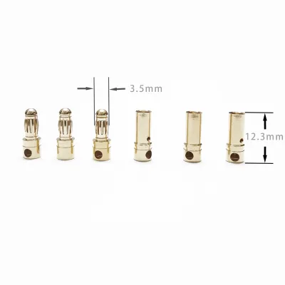 GC3510-F 25A Male Female 3.5mm Copper Gold Plated Banana Plug Connector GC3510-M for Aircraft Model