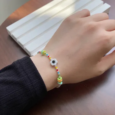Dylam Summer Fine Jewelry Colorful Stone Adjustable Stackable Tennis 925 Sliver Bracelet Women Beaded Bracelets Bangles