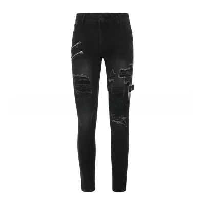 Wholesale Personality Ripped Leg Denim Boyfriend Trousers Breathable Mid Waist Jeans for Men Summer