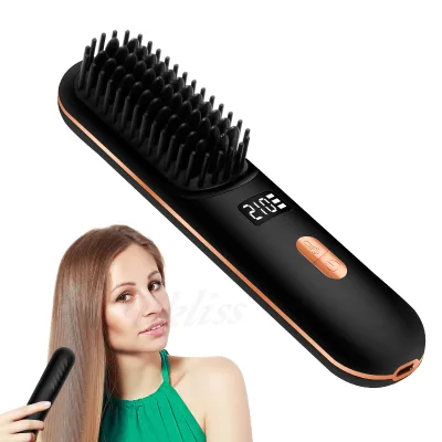 Cordless Hair Straightener Brush Wireless Portable Hair Hot Comb Rechargeable Hair Straightening Flat Iron