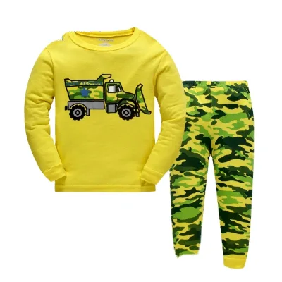 Hot Selling 2-7Y Unisex Long-Sleeve Girls Pajamas Set  Nightgowns for Summer Printed Fabric