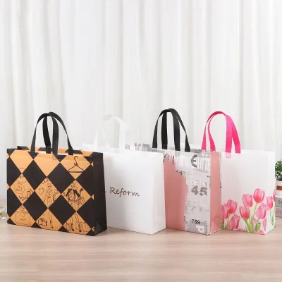 Thickened Non-Woven Tote Bag for Women Men Clothing Garment Shopping Bag Laminated Full-Color Printing Gift Handbag Multiple 44