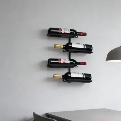 Customizable Multi-Tier Wall-Mounted Iron Wine Rack - Wall Wine Display Stand & Hanging Wine Cabinet