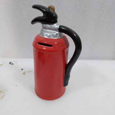 Ceramic Fire Extinguisher Shaped Money Bank/Piggy Bank/Savings Box, Hand Painted Gifts & Crafts