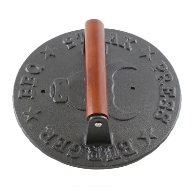 HOT SALE BBQ Cast Iron Meat Press with Wooden Handle