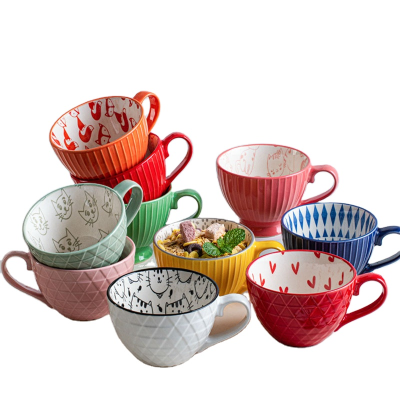 Ceramic Mugs Coffee Cup Breakfast Cereal Cute Ceramic Cup Milk Household Large Capacity Oatmeal Mug Drinkware Home Decor