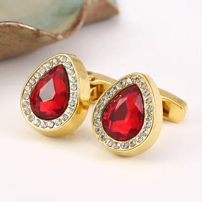 Hot Sale New Men's Fashion French Copper Alloy Cufflinks Red for Wedding