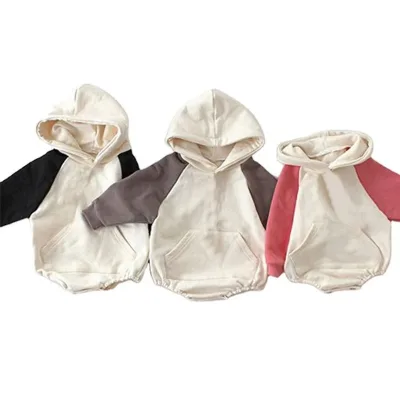 Personalize Color Contrast Baby Clothing Infant Baby Sweatshirt Toddler Warm Hoodie Baby Bodysuits