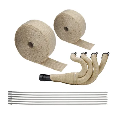 2026 Universial C Fiberglass Exhaust Header Wrap Muffler Turbo Thermal Shield for Car Motorcycle Exhaust Heat Insulation