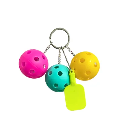 Creative Metal Pickleball Paddle Pendant Keychain DIY Simulation Sports Equipment for Outdoor Use for Children Decorative Hole