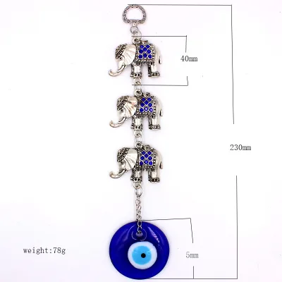3 Elephant Ornament Mal De Ojo Evil Eye Decor Metal Wall Art Amulets Car/Home/Garden/Farmhouse Decor Patron Saint Amulet