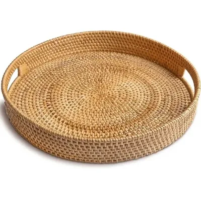 Rattan Storage Baskets, Wicker Baskets for Decor, Handmade Woven Nesting Bread Basket for Organizing, Serving, for Kitchen, Home