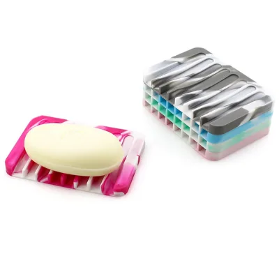 Self Draining Soap Dishes, Silicone Soap Saver, Waterfall Drainer Soap Holder for Bathroom
