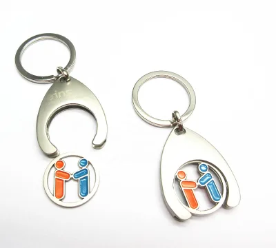 Custom Logo Shopping Cart Metal Token Trolley Coin Holder Keychain