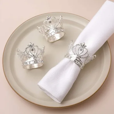 New Model Hotel Banquet Table Decoration Gold Luxurious Napkin Rings Crown Napkin Rings Tissue Ring Napkin Hook
