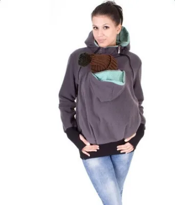 Women's Fleece Zip up Maternity Kangaroo Baby Carrier Hoodie Sweatshirt Jacket