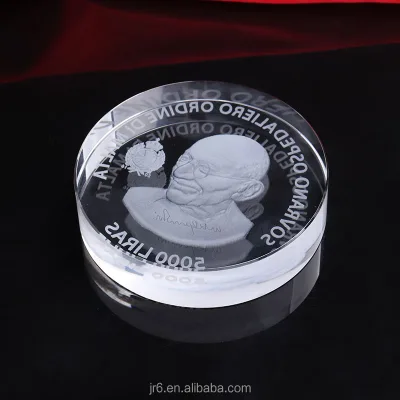 High Quality 3d Laser Crystal Paperweight Crystal Dome Paperweight