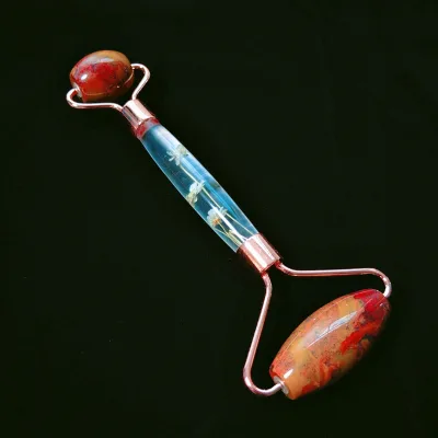 HY Ocean agate high quality in stock flower handle massage roller for women made in china