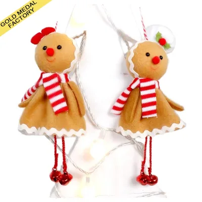 Christmas Gingerbread Man Ornaments Christmas Tree Decorations Chef Fabric Gingerbread Figurines Candy Cane Decorative Pendant
