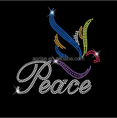 dove Rhinestone Heat Transfer dove Peace Iron on Rhinestone Hotfix Motif