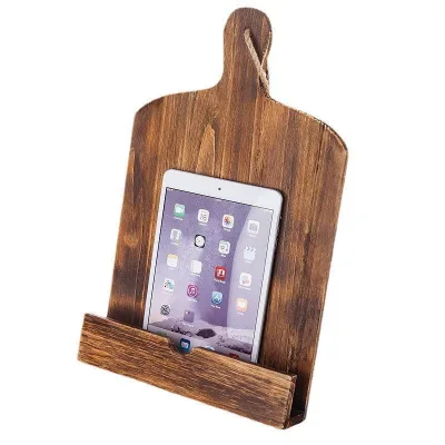 Solid Wood Multifunctional Kitchen Cookbook Stand with Customizable Wooden Calendar Display Holder for Recipes and Tools