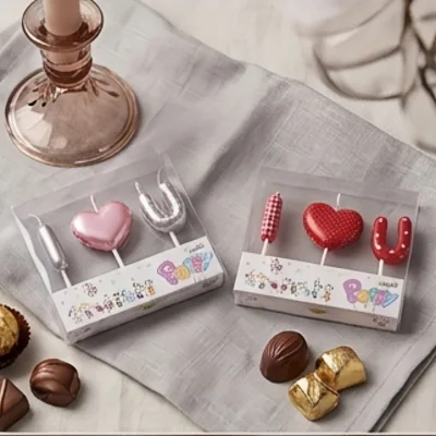 Valentine's Day Smokeless Paraffin Wax Heart-Shaped Candle for Cake Decoration Couple Confession Anniversary Dress up