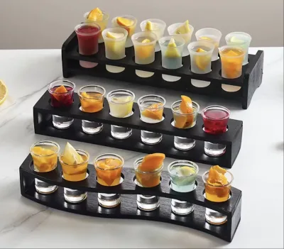 Wholesale Crystal Bullet Shot Glass Set Strong Alcohol Liquor Cocktail Cup with Bar Essential Shot Glass Holder