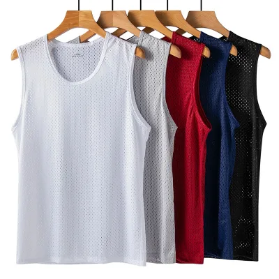 Men's Casual Ice Silk Mesh Vest Breathable Slim Fit Fitness Sports Sleeveless Wholesale Bottoming for Summer