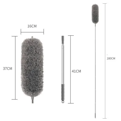 Extra Long Microfiber Feather Duster with 2.8m Extension Pole Retractable Bendable Washable Duster for High Ceilings and Fans