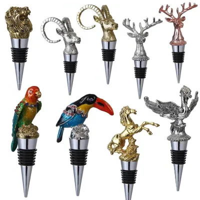 Custom Shape Kitchen Bar Tool Factory Price Metal Deer Stag Animal Head Wine Stopper for Liquor Wine Bottle Top Plug