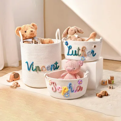 Modern 100% Cotton Fabric Hand-crocheted Sewn Multifunction Storage Basket Eco-Friendly Personalized Newborn Gift Box Baby