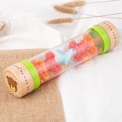Wooden Rain Stick Rattle Tube Sensory Auditory Toy Colorful Rainmaker Shaker for Toddlers Early Education